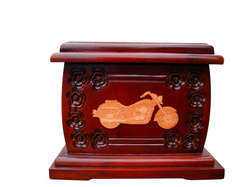 motorcycle urn mahogany