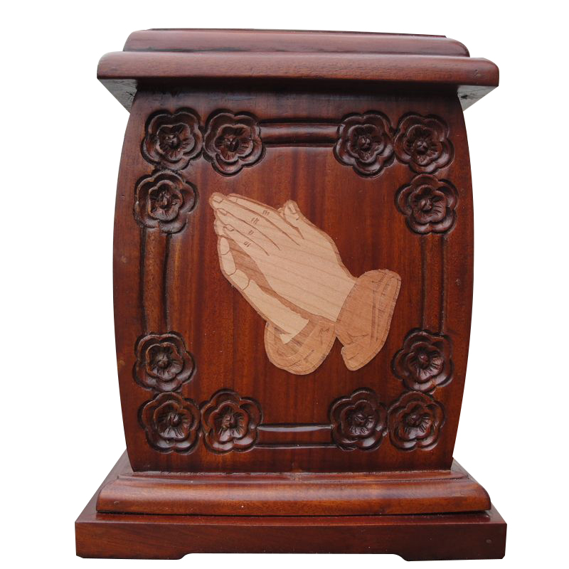 Mahogany praying hands urn