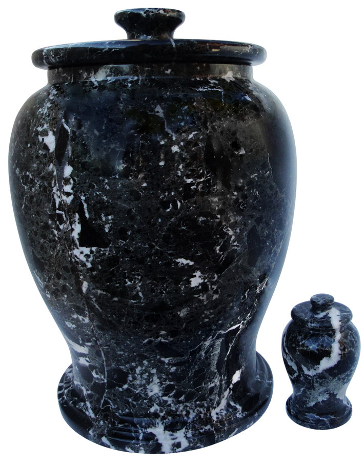 Black_zebra_Marble_cremation_urn_set